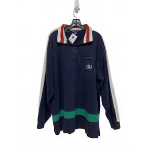Nautica Mens Pullover Sweatshirt with Quarter Zip Size XL 100% Cotton Zip Pocket